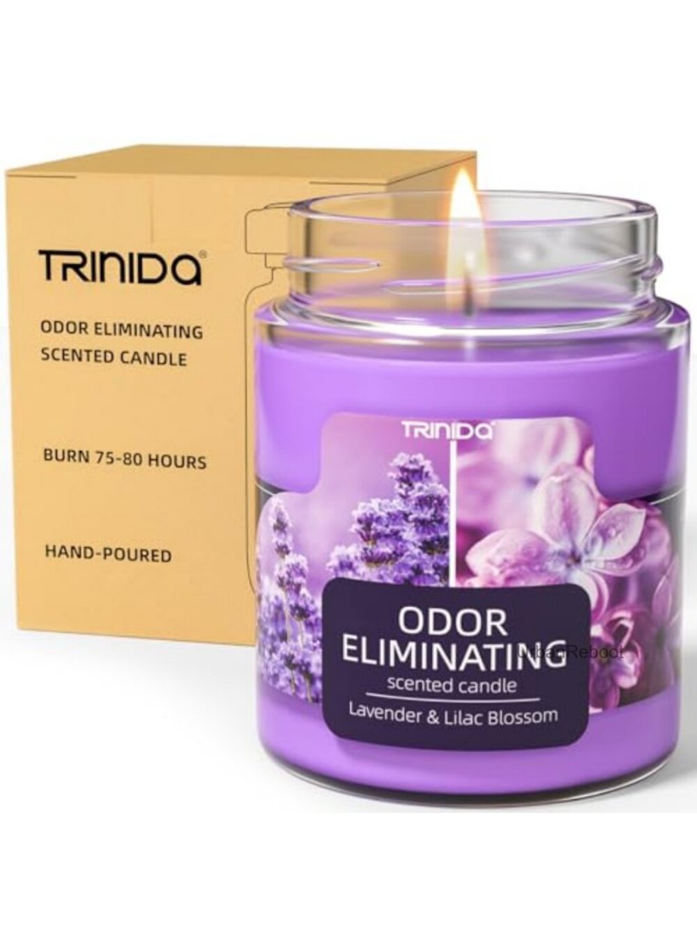 Lavender Lilac Scented Soy Candle Odor Eliminating 55H Burn